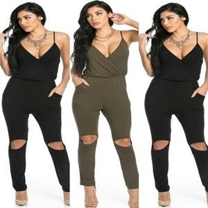 Strappy Jumpsuit with cut out knees